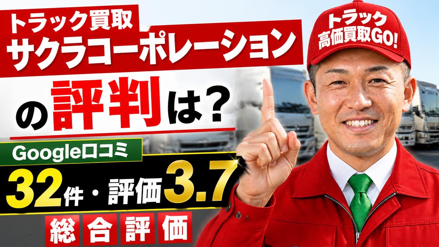 【結論】トラック買取「サクラコーポレーション」の評判は?Google口コミ32件・評価3.7の総合評価