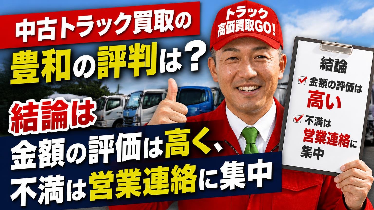 中古トラック買取の豊和の評判は？結論は「金額の評価は高く、不満は営業連絡に集中」