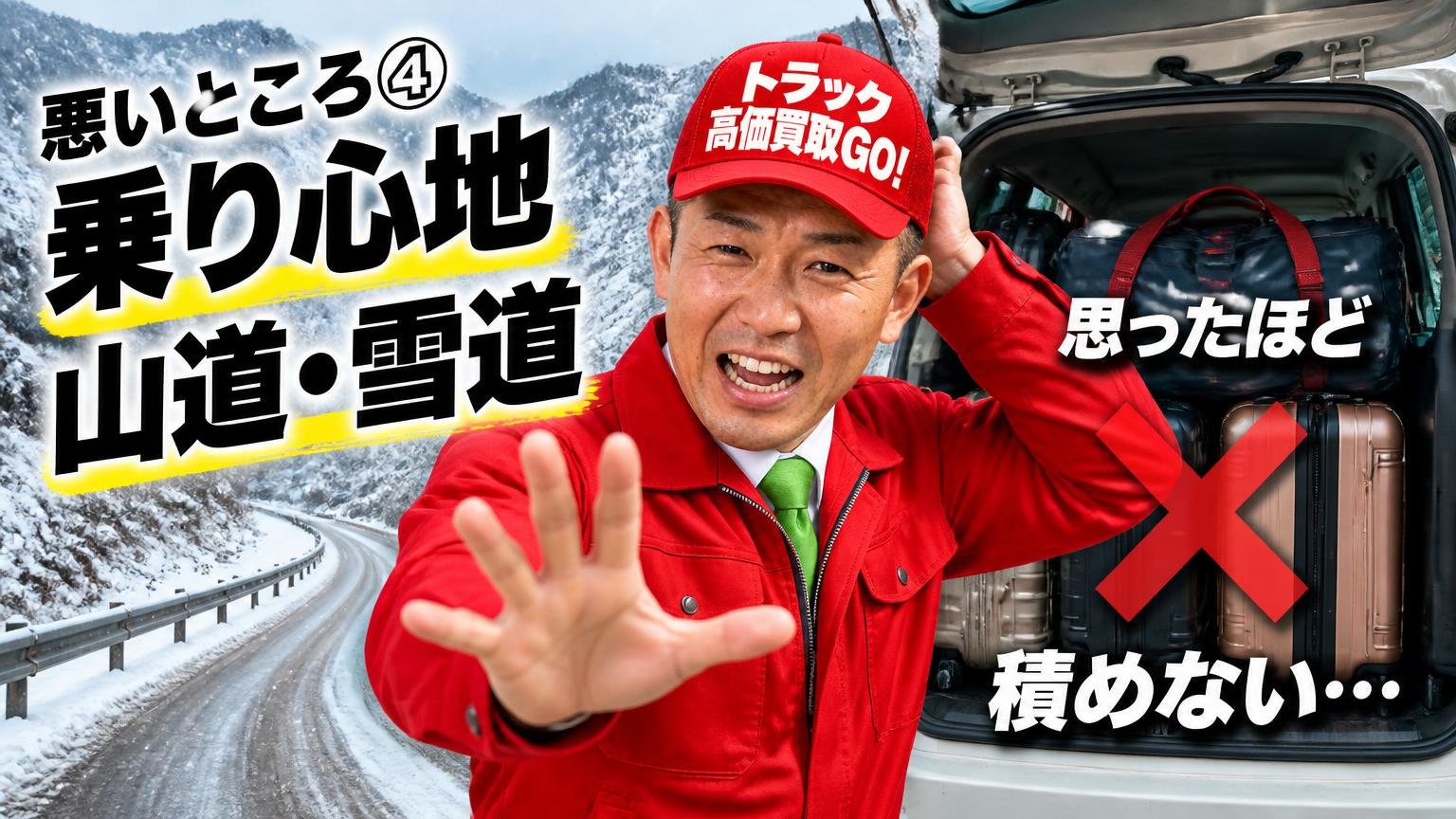 悪いところ④乗り心地・山道・雪道、そして「思ったほど積めない」