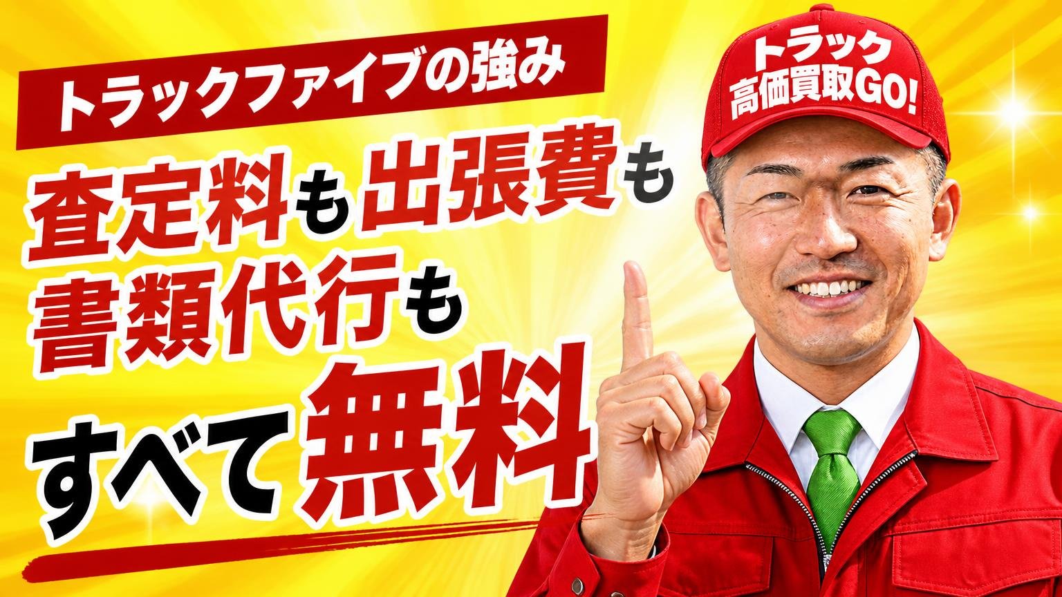 トラックファイブの強み|査定料も出張費も書類代行もすべて無料