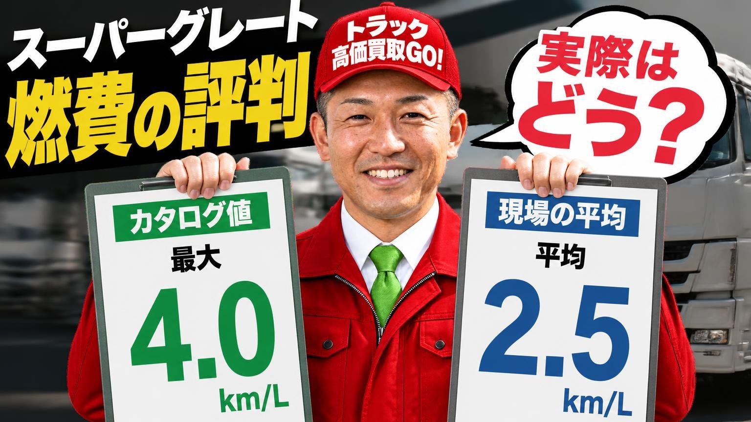 スーパーグレートの燃費の評判。カタログ値と現場の平均を並べてみる