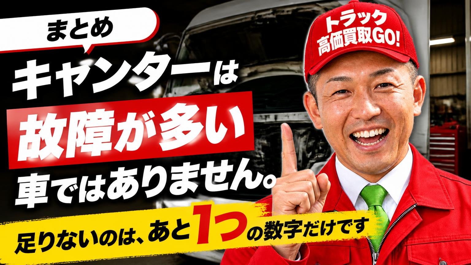 まとめ|キャンターは故障が多い車ではありません。足りないのは、あと1つの数字だけです