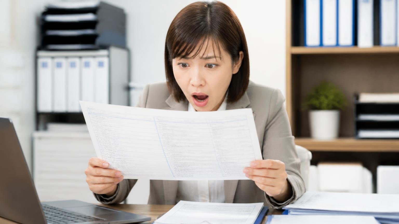 ローン残債と所有権留保の手続きを代行。事務所で車検証を開いて所有者欄を確認する女性1人が驚く