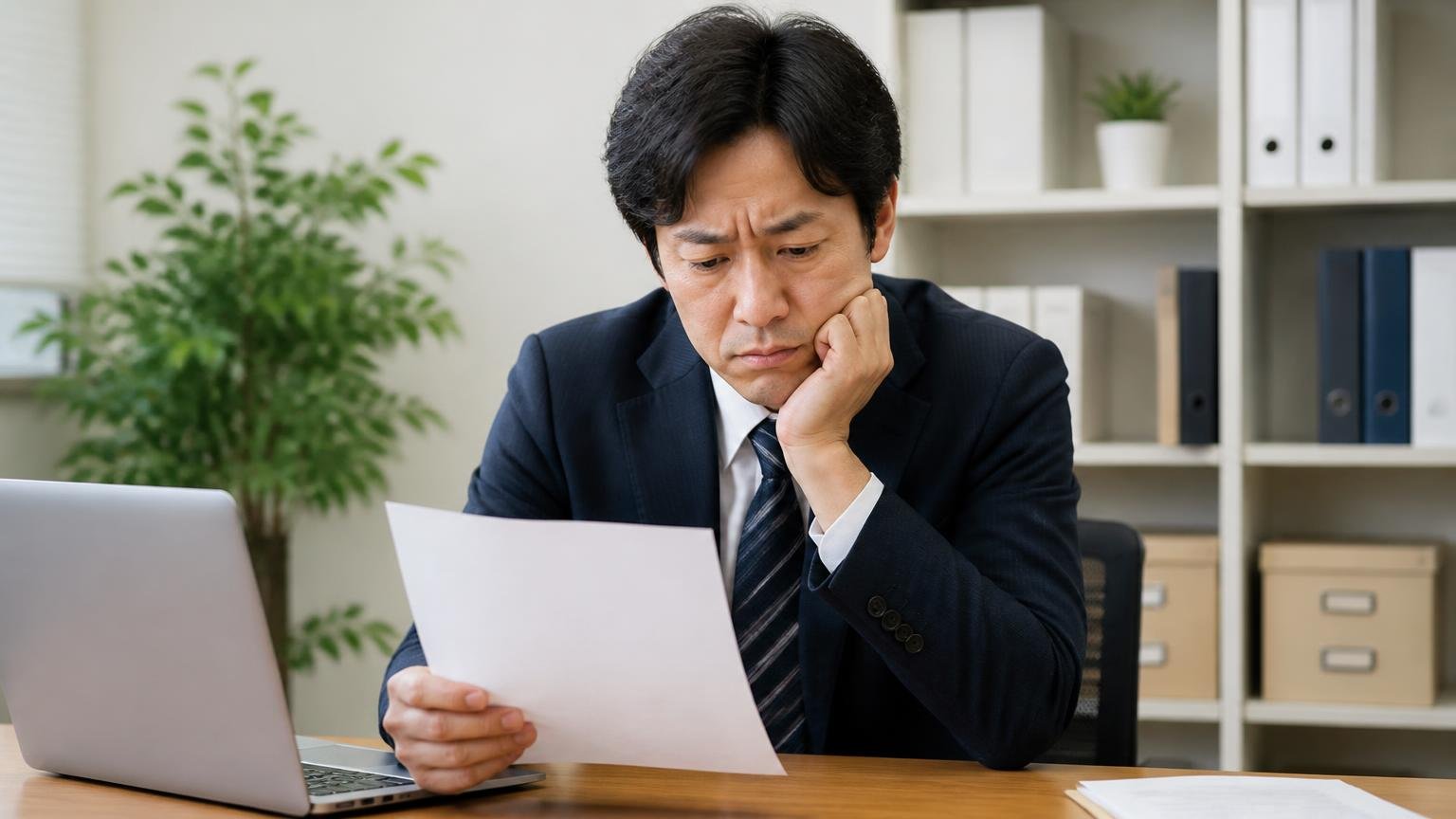 下取り1社の金額には物差しがない。事務所で下取り見積書を1枚だけ見つめる1人が浮かない表情