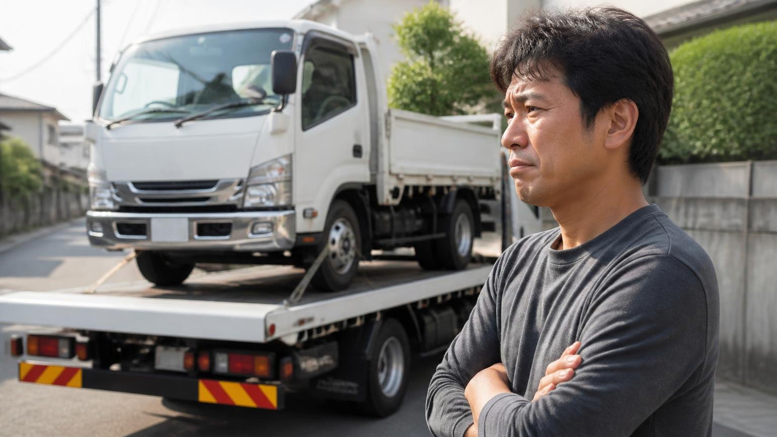 手放して次の1台に入れ替えるのが向いている人|積車に載せられるデュトロを見送る男性1人が複雑な表情