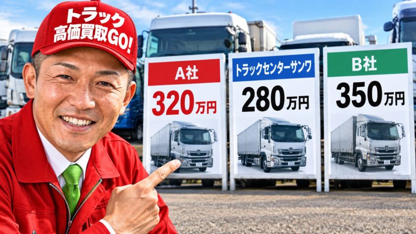 トラックセンターサンワの査定額が妥当か確かめたい人が、横に並べているトラック買取業者3選