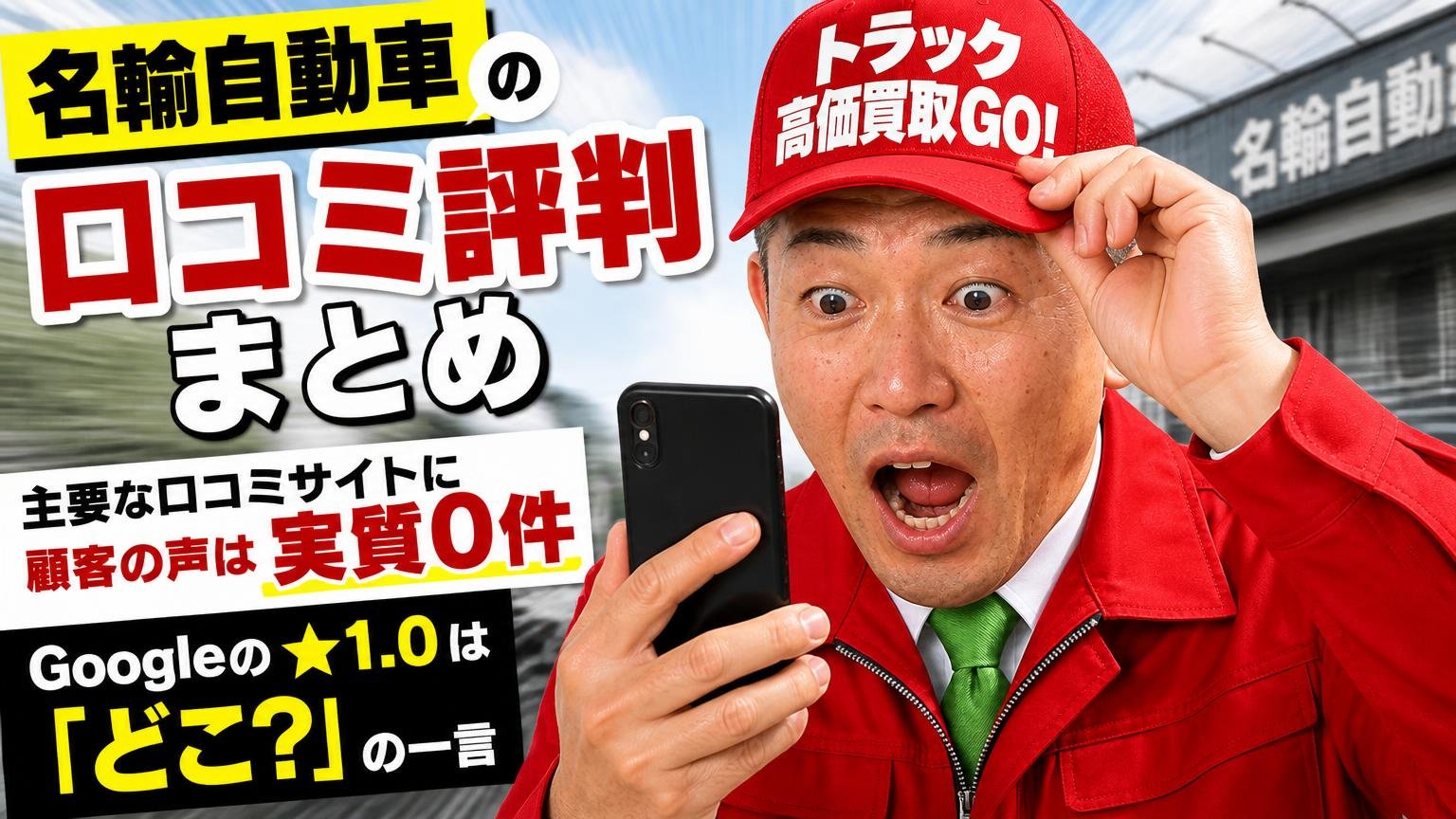 名輸自動車の口コミ評判まとめ｜主要な口コミサイトに顧客の声は実質0件、Googleの★1.0は「どこ？」の一言