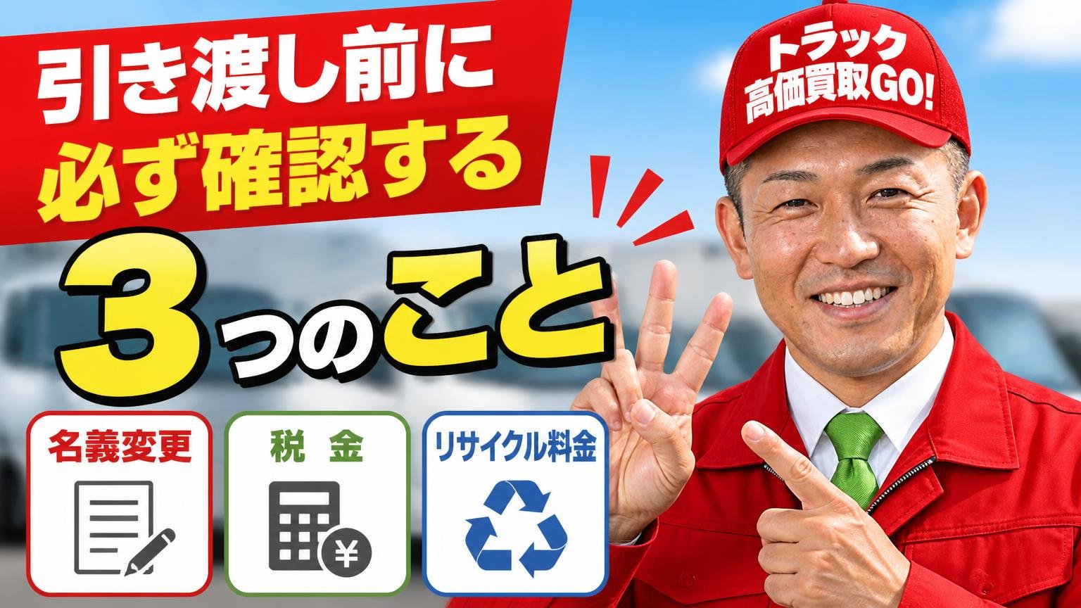 引き渡し前に必ず確認する3つのこと|名義変更・税金・リサイクル料金