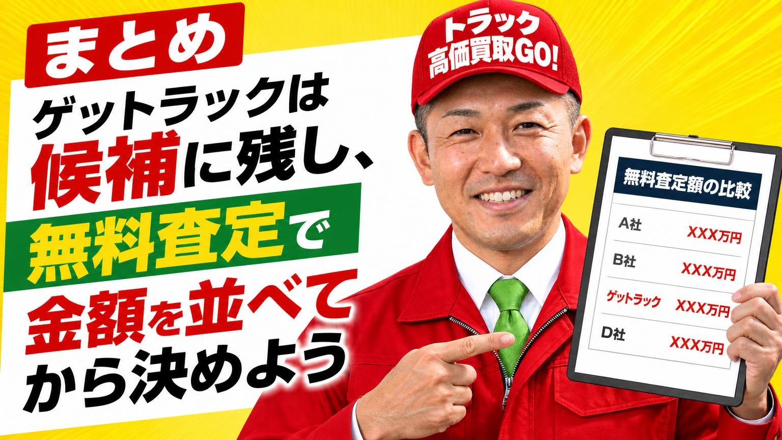 まとめ｜ゲットラックは候補に残し、無料査定で金額を並べてから決めよう