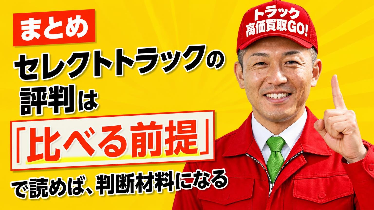まとめ｜セレクトトラックの評判は「比べる前提」で読めば、判断材料になる