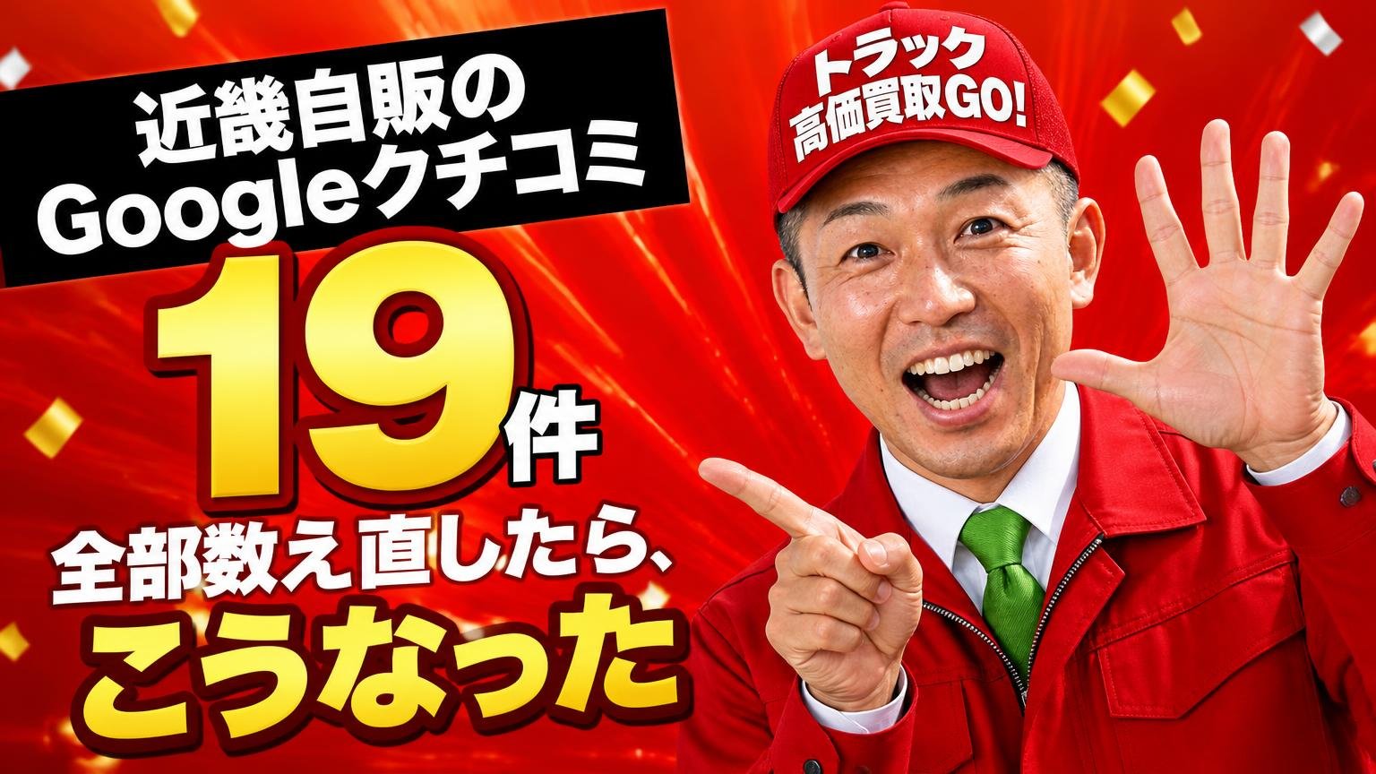 近畿自販のGoogleクチコミ19件を全部数え直したら、こうなった