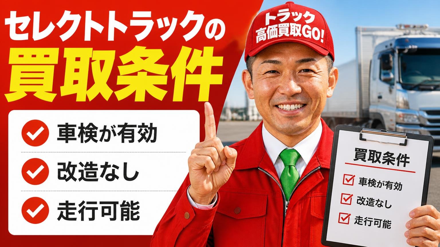 公式サイトに書かれている、セレクトトラックの買取条件