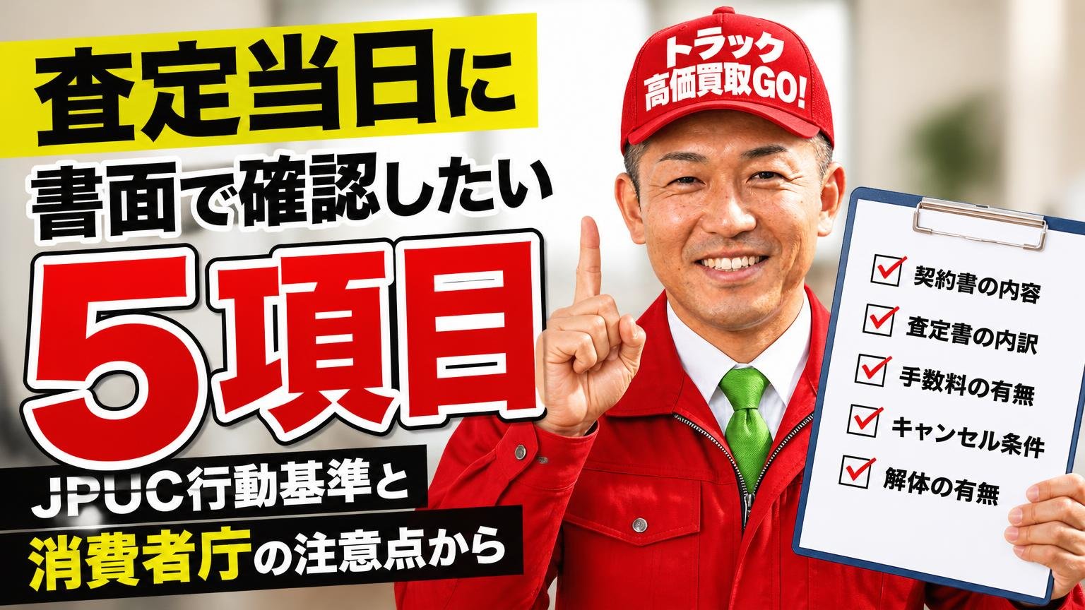 査定当日に書面で確認したい5項目｜JPUC行動基準と消費者庁の注意点から