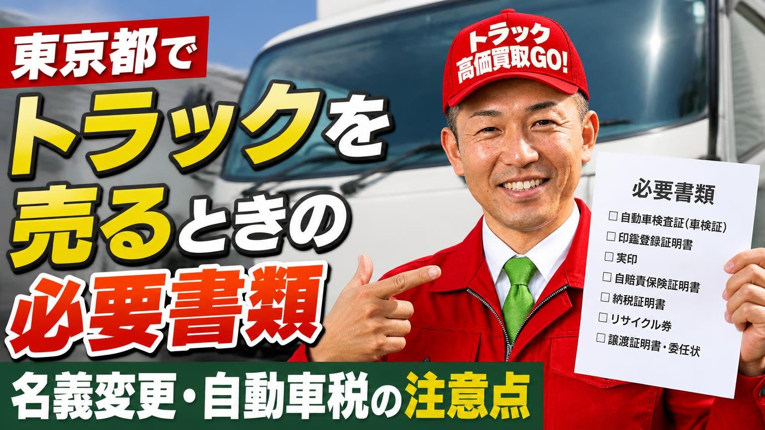 東京都でトラックを売るときの必要書類と、名義変更・自動車税の注意点