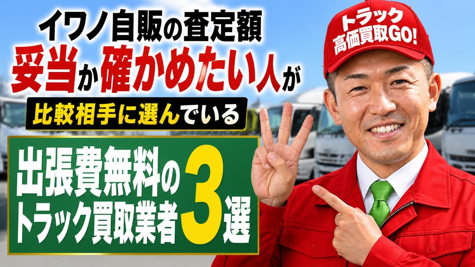 イワノ自販の査定額が妥当か確かめたい人が、比較相手に選んでいる出張費無料のトラック買取業者3選