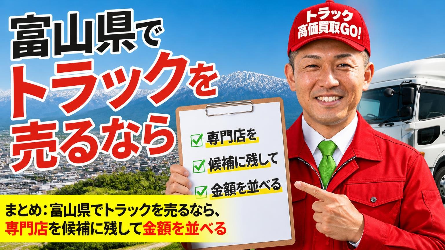 まとめ:富山県でトラックを売るなら、専門店を候補に残して金額を並べる