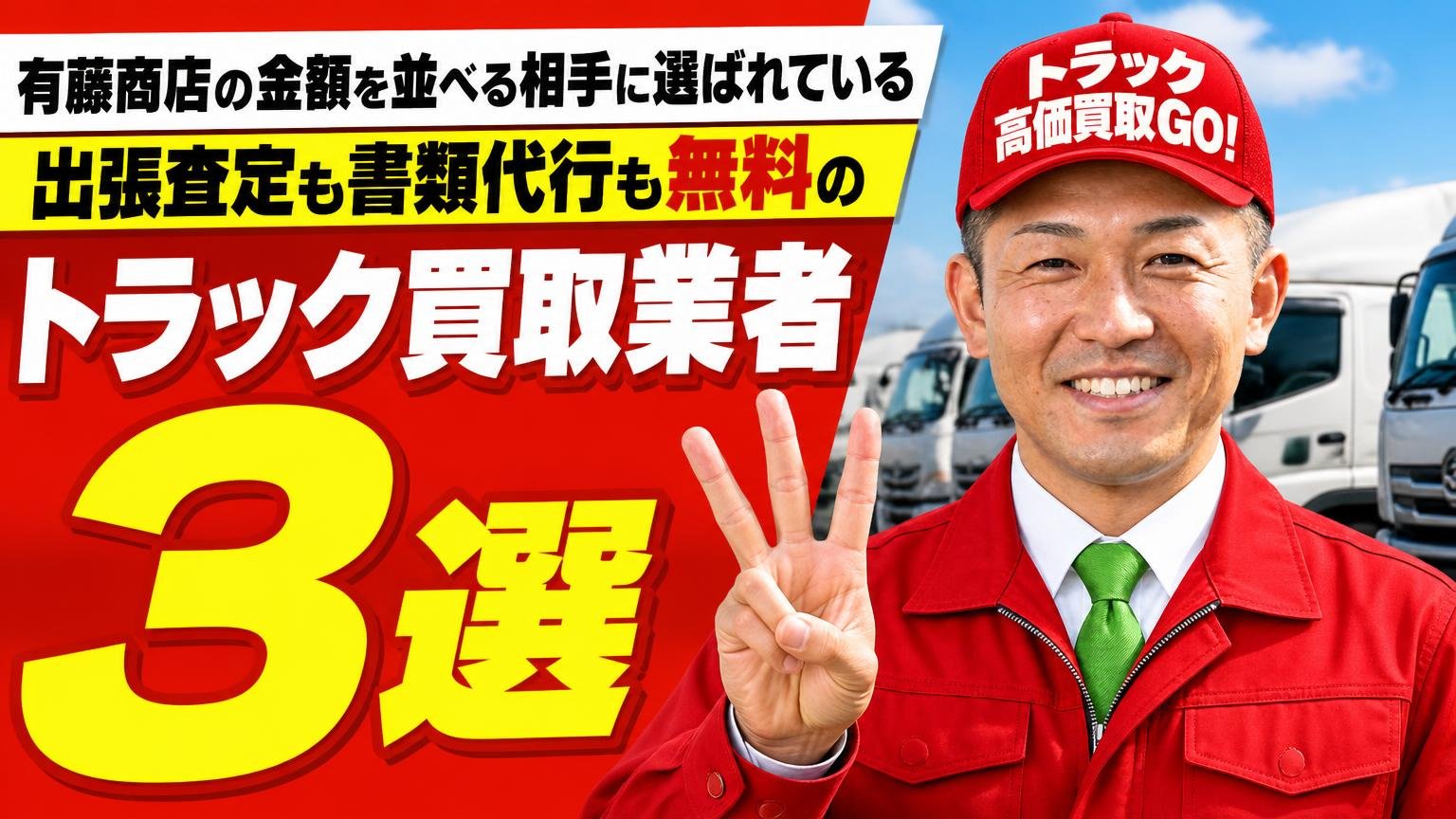 有藤商店の金額を並べる相手に選ばれている、出張査定も書類代行も無料のトラック買取業者3選