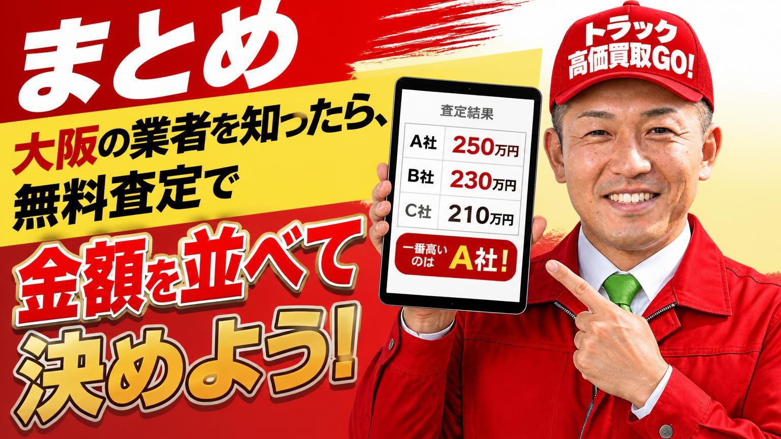 まとめ|大阪の業者を知ったら、無料査定で金額を並べて決めよう