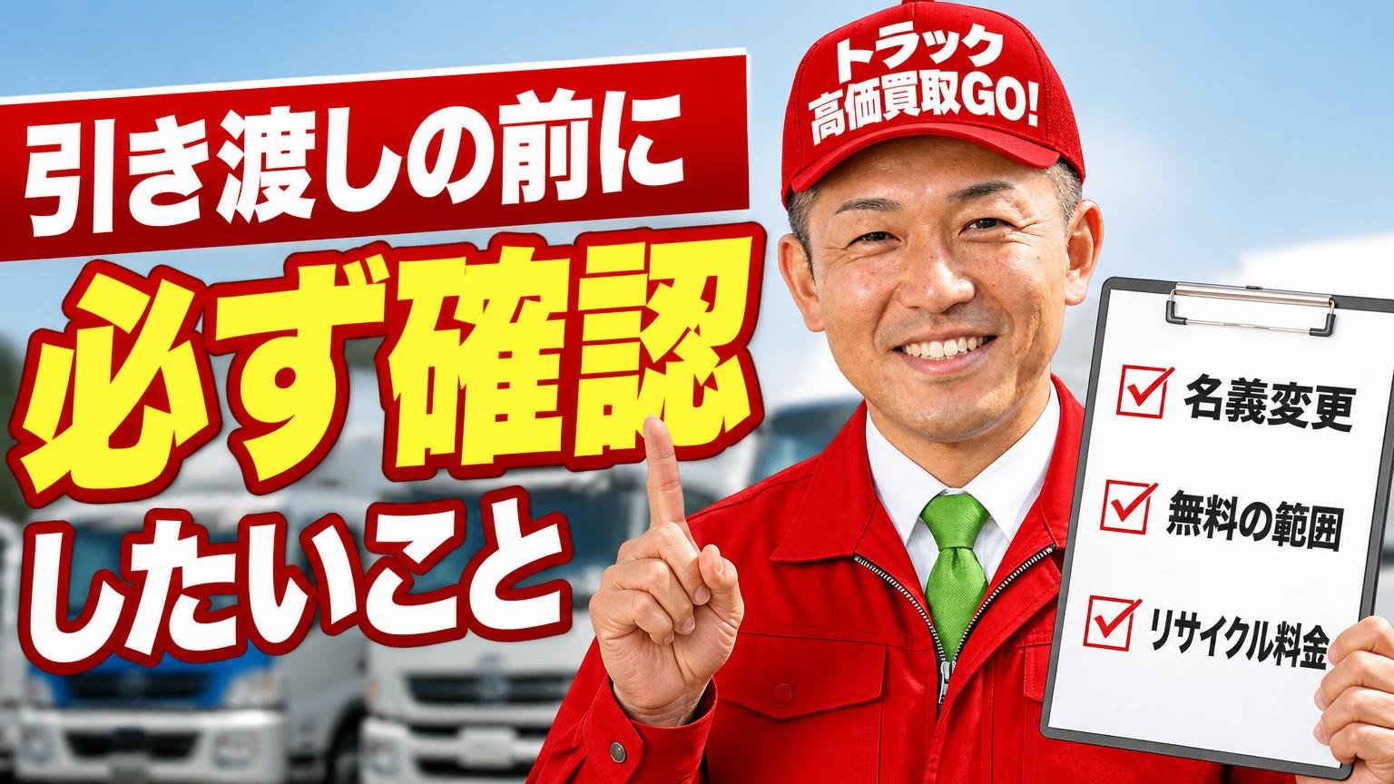 引き渡しの前に必ず確認したいこと|名義変更・無料の範囲・リサイクル料金