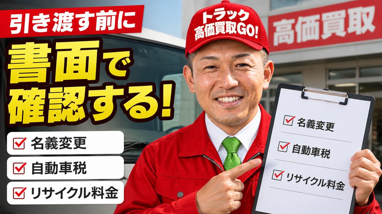 引き渡す前に書面で確認する|名義変更・自動車税・リサイクル料金