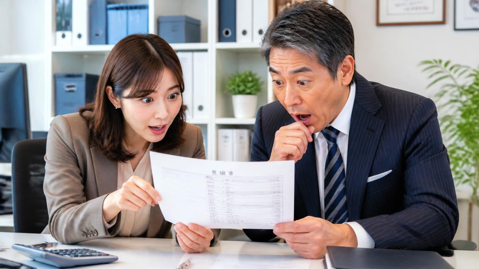 現金化の早さと、支払い方法（現金持参か振込か）。事務所で見積書を手に入金日を相談し身を乗り出す経理担当の女性と社長
