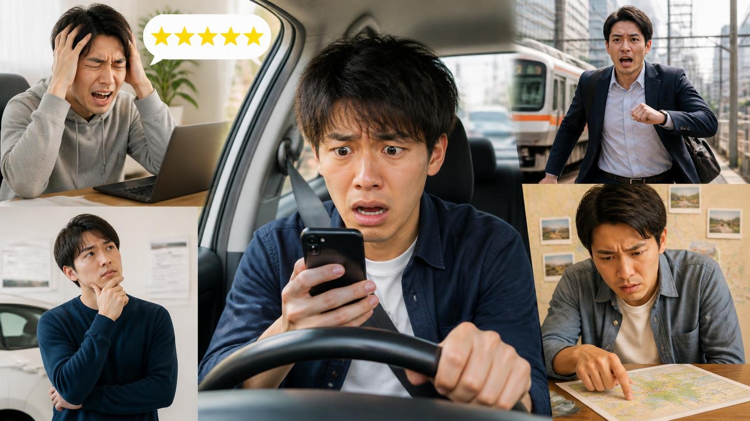 向いていない人|★だけで決めたい人、遠方で急ぎの人、1社で決めがちな人、運転席でスマホの星評価を見て焦る20代男性1人
