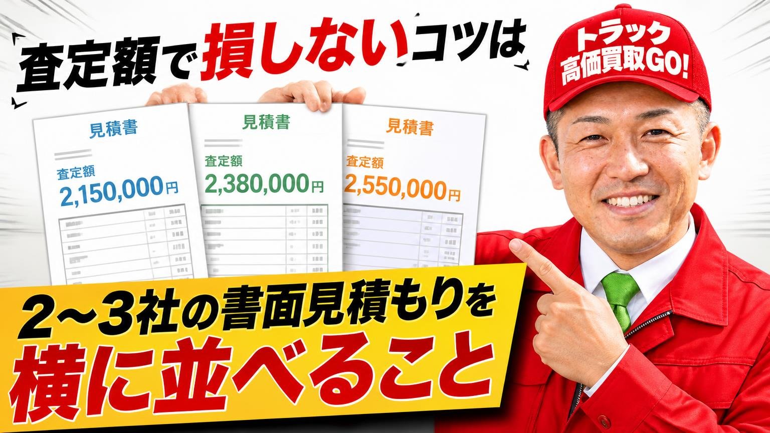 査定額で損しないコツは「2〜3社の書面見積もり」を横に並べること