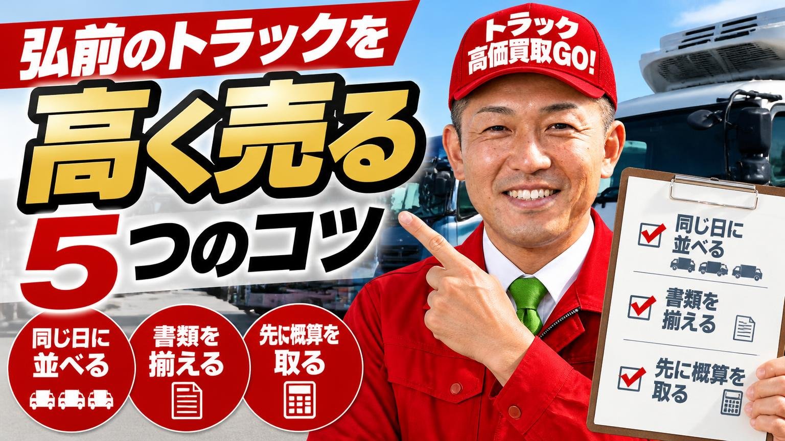 弘前のトラックを高く売る5つのコツ|同じ日に並べる・書類を揃える・先に概算を取る