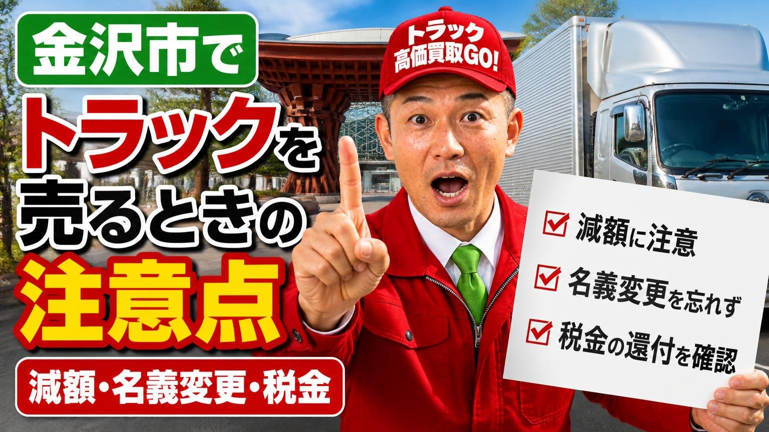金沢市でトラックを売るときの注意点(減額・名義変更・税金)