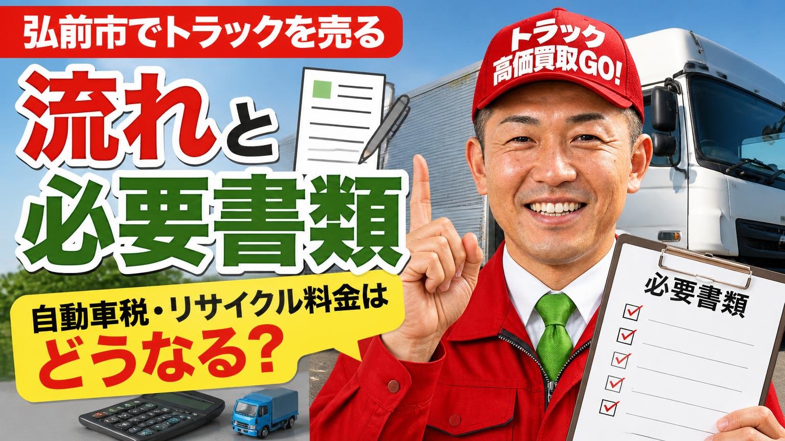 弘前市でトラックを売る流れと必要書類|自動車税・リサイクル料金はどうなる?