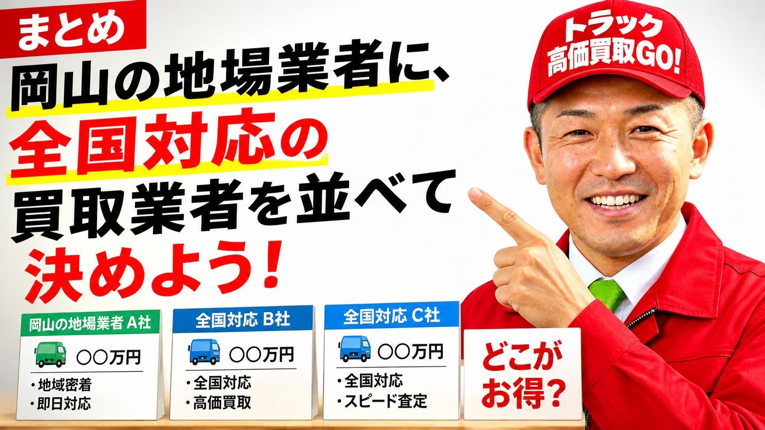 まとめ:岡山の地場業者に、全国対応の買取業者を並べて決めよう