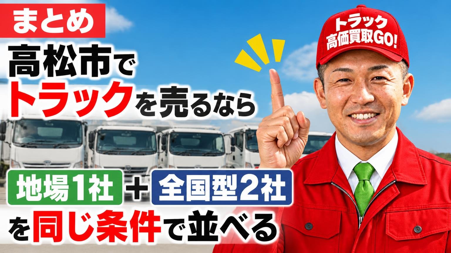 まとめ|高松市でトラックを売るなら「地場1社+全国型2社」を同じ条件で並べる
