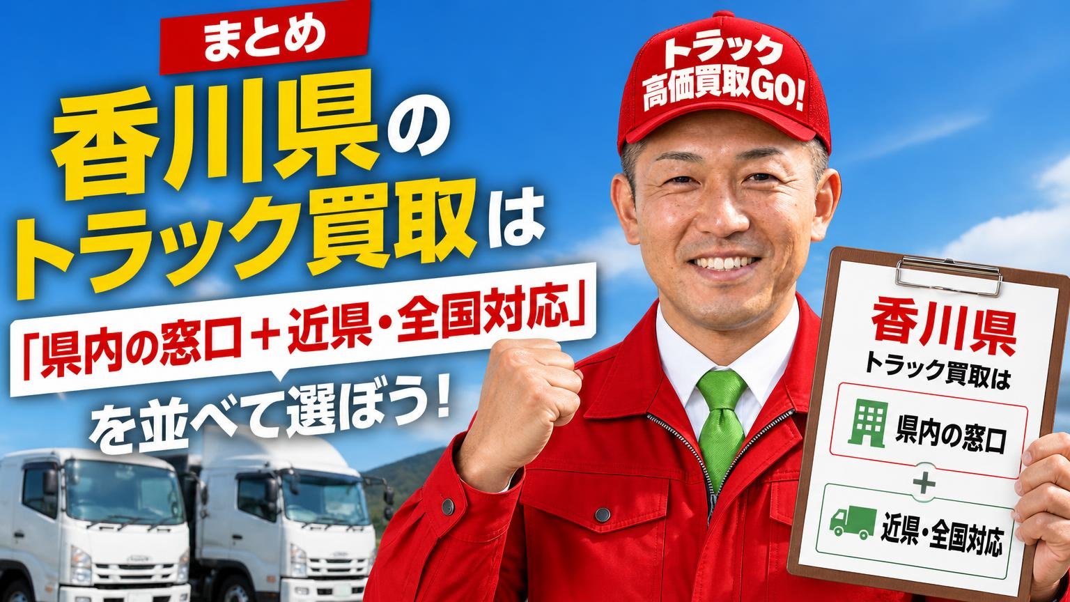 まとめ:香川県のトラック買取は「県内の窓口+近県・全国対応」を並べて選ぼう